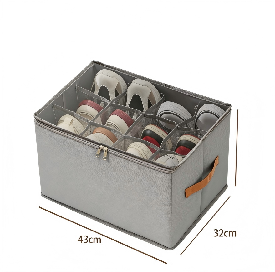đ„ Schuh-Organizer aus Stoff â platzsparende Aufbewahrungsbox â fĂŒr bis zu 12 Paar Schuhe â ideal fĂŒr KleiderschrĂ€nke, Flure & Reisen â schĂŒtzt vor Staub & Schmutz