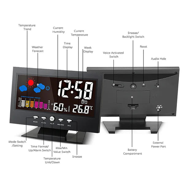 ✨⏰ Letzter Tag der Aktion 50 % 🔥 Digitaler LED-Temperatur- und Luftfeuchtigkeitsmesser Wettervorhersage LED-Zähler Wecker