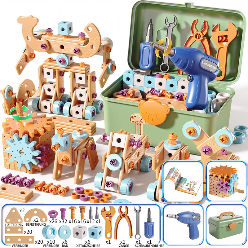 🧰 50 % RABATT⏰ Kinder DIY Werkzeugset, fördert handwerkliche Fähigkeiten🧩