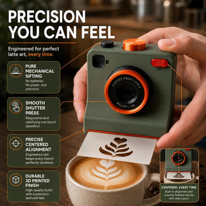 ☕📸 One-Touch-Latte-Art-Kamera – 3D-Kaffee-Schablonen-Drucker-Set für individuelle Getränkedesigns ✨