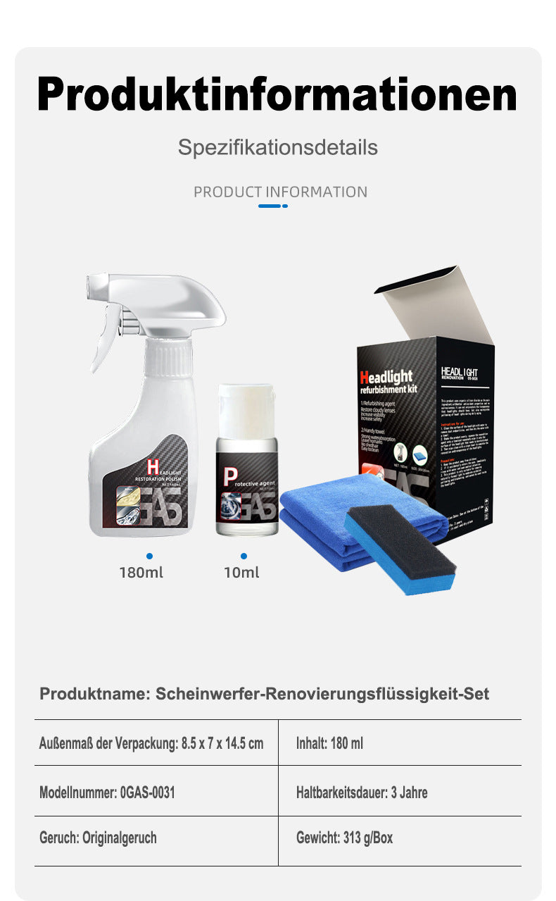 📢 Letzter Tag: Kaufe 1, erhalte 1 GRATIS! 🚘✨ Scheinwerfer-Restaurierungsflüssigkeitsset – Klarer Blick, wie neu!