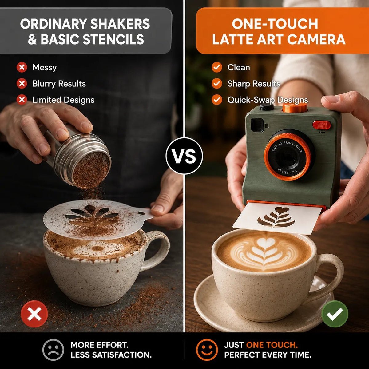 ☕📸 One-Touch-Latte-Art-Kamera – 3D-Kaffee-Schablonen-Drucker-Set für individuelle Getränkedesigns ✨