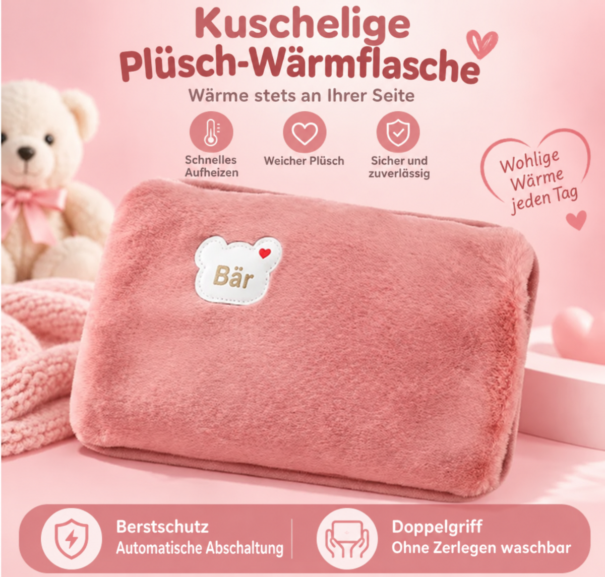 🔥 Wiederaufladbare explosionsgeschützte Wärmflasche – schnelle Heizung, automatische Abschaltung, langanhaltende Wärme