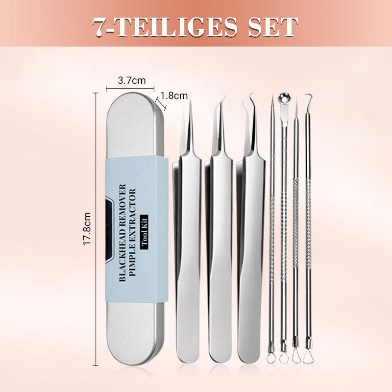 ⚡ 50% RABATT! ✨ EDELSTAHL-MITESSERENTFERNER - 7-teiliges Set für Tiefenreinigung, Präzisionswerkzeuge für Gesichtspflege, Sterilisierbar und Hautschonend 🌟🧴