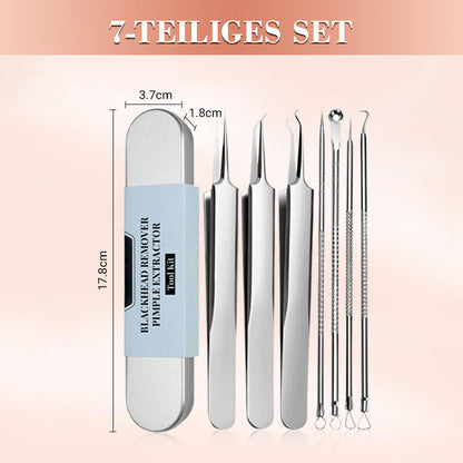 ⚡ 50% RABATT! ✨ EDELSTAHL-MITESSERENTFERNER - 7-teiliges Set für Tiefenreinigung, Präzisionswerkzeuge für Gesichtspflege, Sterilisierbar und Hautschonend 🌟🧴
