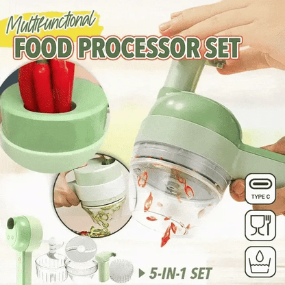 4-in-1-Set aus manuellem und elektrischem Gemüseschneider – Multifunktionale Akku-Küchenmaschine🥕🍳