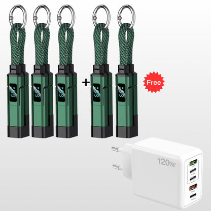 🔌 4-in-1-Ladekabel mit Digitalanzeige und Schlüsselanhänger – Schnellladefunktion, knickfest und kompakt