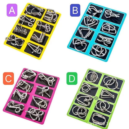 🧠🔠Metall-Puzzleringe (8 Teile) Blue Edition Gehirntraining🔗🔗