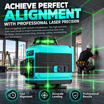 360-Grad-Laser-Wasserwaage für den Außenbereich – für Bau- und Fliesenarbeiten📐✨