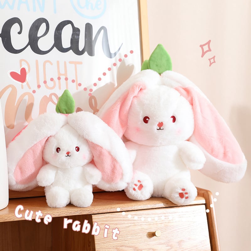 🍓 Erdbeerhäschen verwandelt sich in Häschen 🎀 Fruchtpuppe Plüschtier 🐰