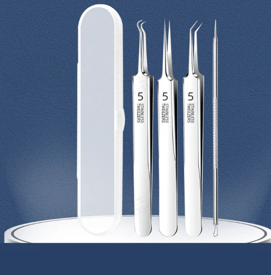 ⚡ 50% RABATT! ✨ EDELSTAHL-MITESSERENTFERNER - 7-teiliges Set für Tiefenreinigung, Präzisionswerkzeuge für Gesichtspflege, Sterilisierbar und Hautschonend 🌟🧴