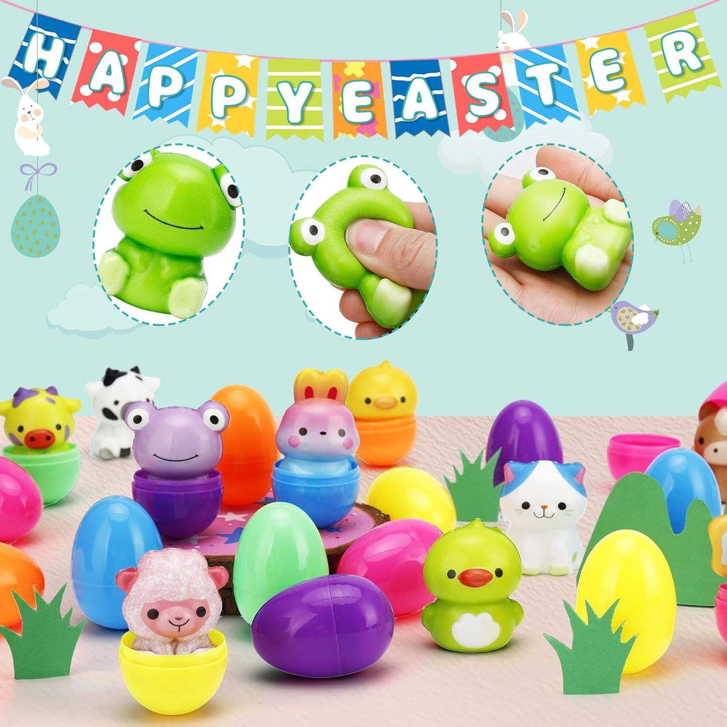 🔥12/24 STÜCK OSTER-EIER MIT LANGSAM AUFGEHENDEN SQUISHY-SPIELZEUGEN