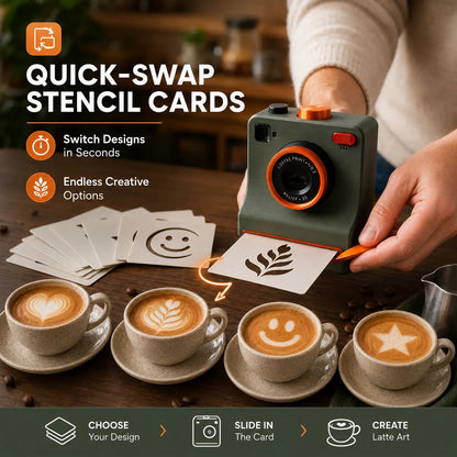☕📸 One-Touch-Latte-Art-Kamera – 3D-Kaffee-Schablonen-Drucker-Set für individuelle Getränkedesigns ✨