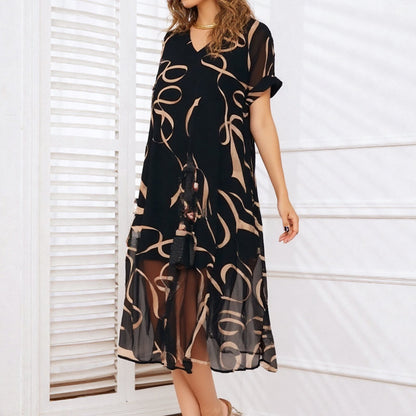 🌸Was soll ich morgen anziehen?🥰Fließendes Maxikleid mit V-Ausschnitt und Print