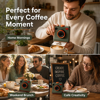 ☕📸 One-Touch-Latte-Art-Kamera – 3D-Kaffee-Schablonen-Drucker-Set für individuelle Getränkedesigns ✨