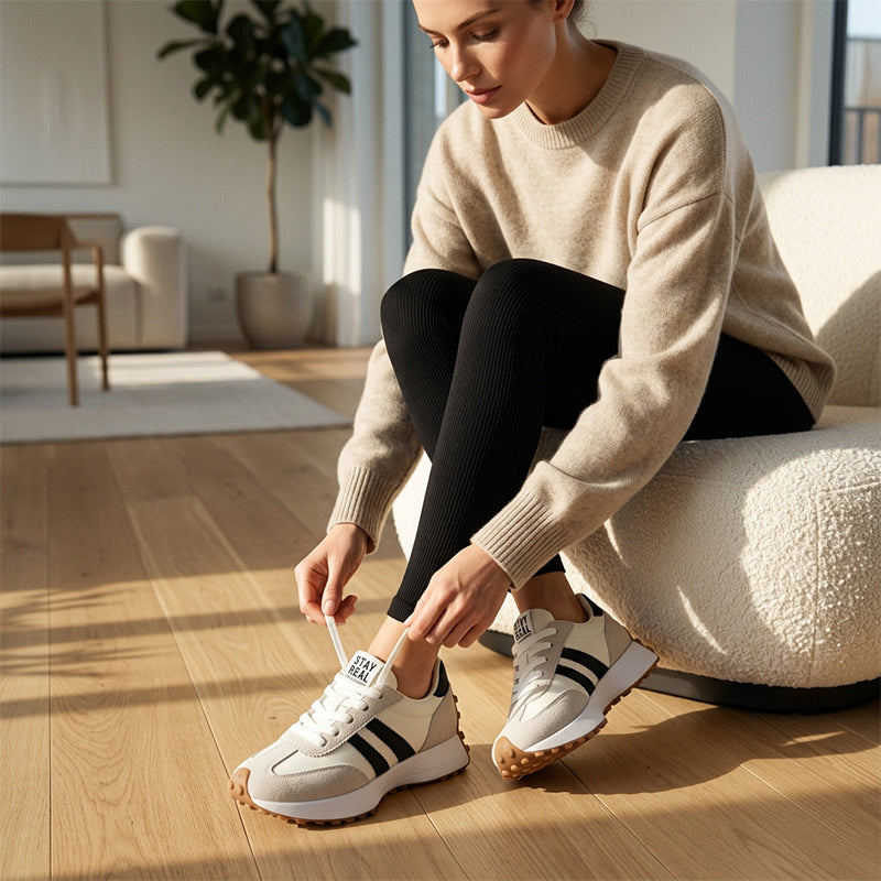 Damen-Freizeitschuhe – Klobige Sneaker mit 4 cm Platform, Rutschfest & Retro-Design in 6 Farben 🥿🌈