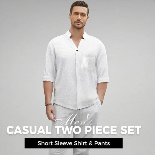 🔥 Herren-Trendset: Baumwoll-Leinen 2-teiliges Set 👕👖 🎉 MEGA-SALE!