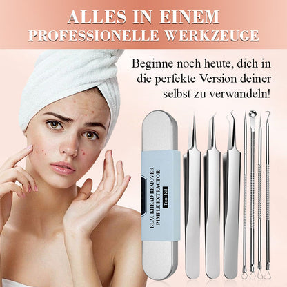 ⚡ 50% RABATT! ✨ EDELSTAHL-MITESSERENTFERNER - 7-teiliges Set für Tiefenreinigung, Präzisionswerkzeuge für Gesichtspflege, Sterilisierbar und Hautschonend 🌟🧴