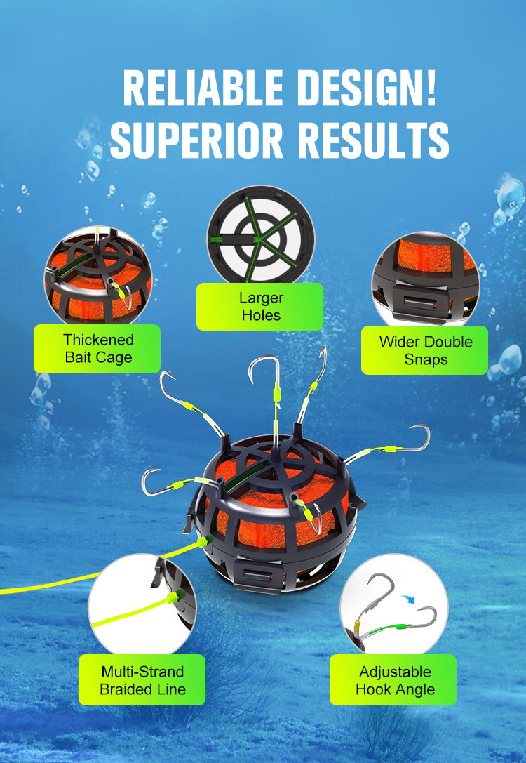 🔥🎣 360° Schwimmender Köderkäfig-Angelhaken – Effektiv & langlebig 🐟💥