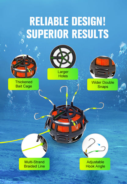 🔥🎣 360° Schwimmender Köderkäfig-Angelhaken – Effektiv & langlebig 🐟💥