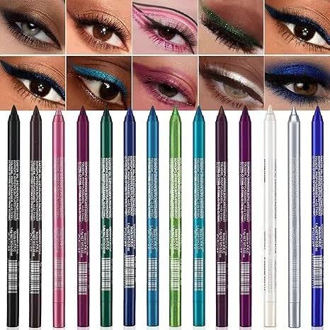 📢📢50% RABATT!!⏰24 Stunden lang anhaltender, wasserfester Farb-Eyeliner – 14 Farben, Perlmutt- und Matt-Finish, einfach anzuwenden🎨