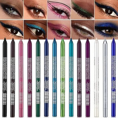 📢📢50% RABATT!!⏰24 Stunden lang anhaltender, wasserfester Farb-Eyeliner – 14 Farben, Perlmutt- und Matt-Finish, einfach anzuwenden🎨