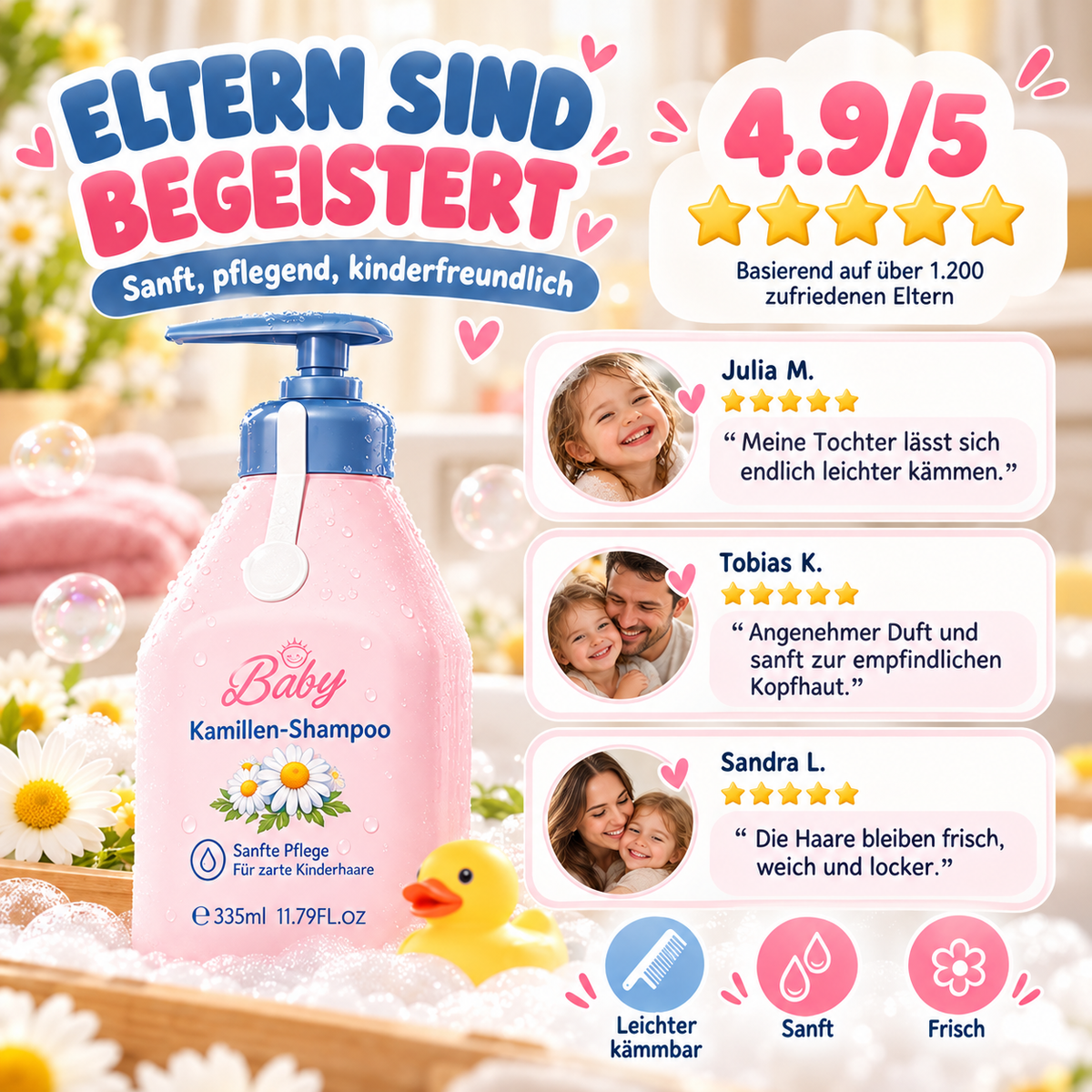 👶Aminosäure-Shampoo für Kinder – macht das Haar geschmeidig und pflegt es, ohne Silikone🧴