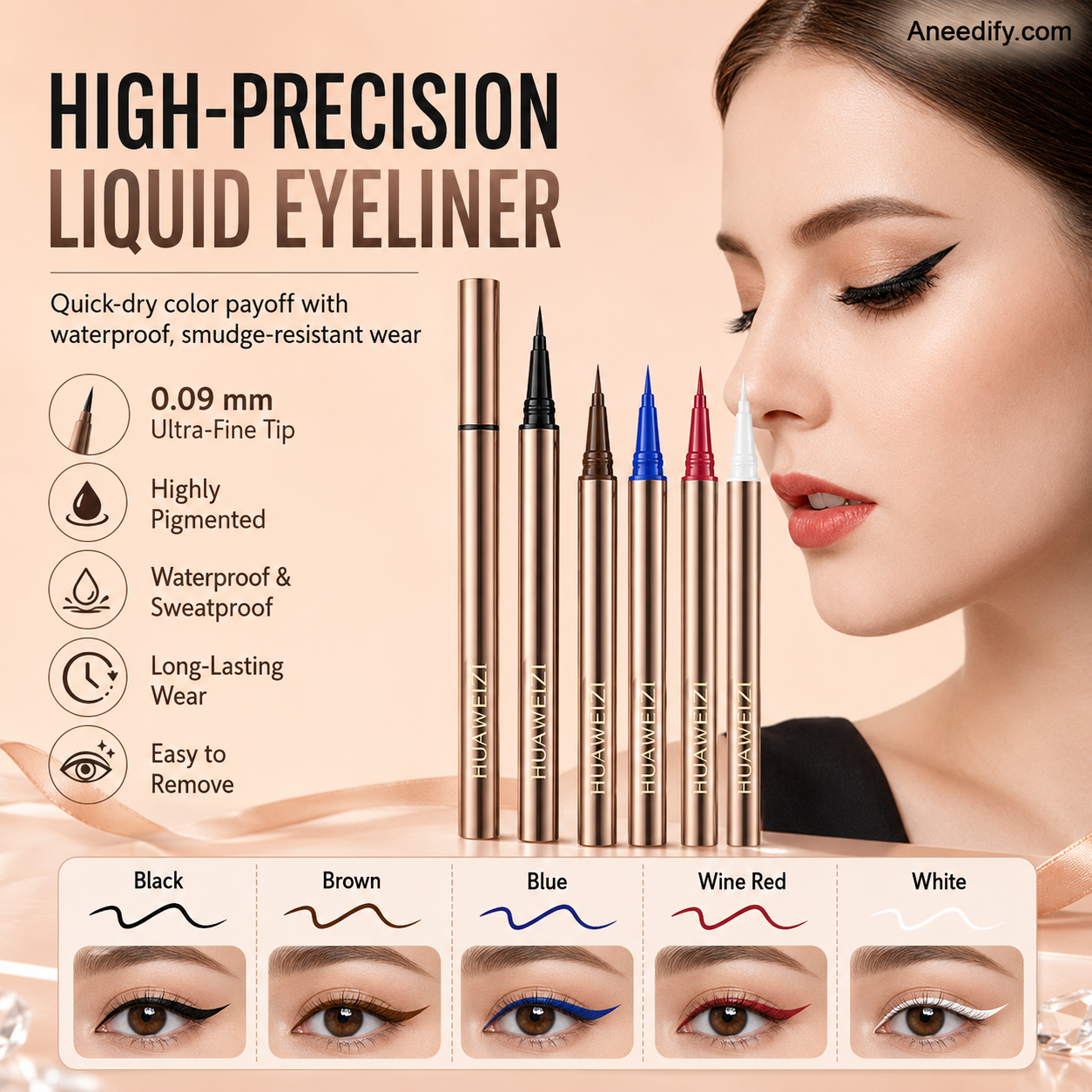 💄 1+1 gratis ! Hochpräziser Flüssig-Eyeliner mit 0,09mm Spitze – Wasserfest, schweißfest & 5 Farbtöne verfügbar