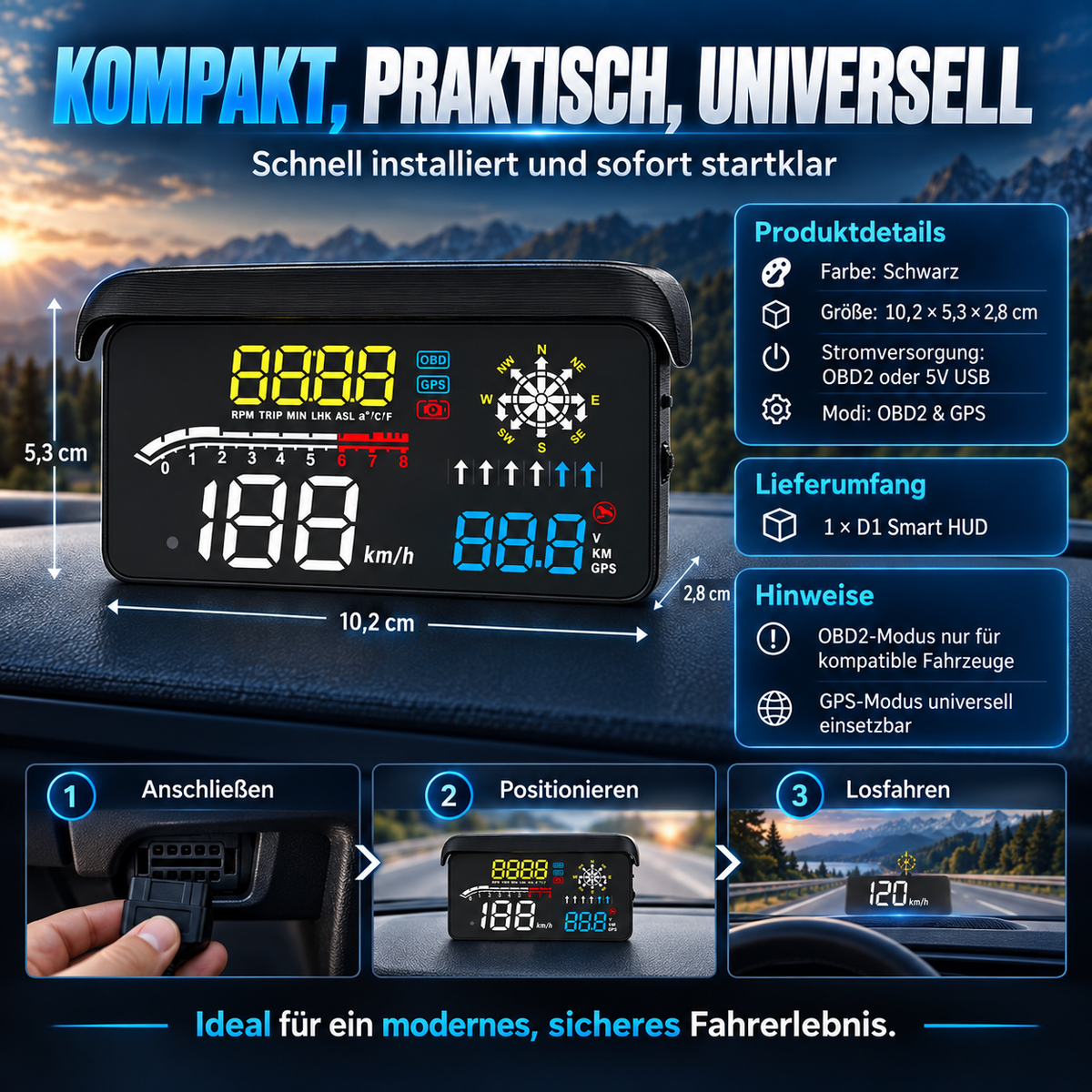 🛒🚘 Universelles Head-Up-Display für Autos – Technologie und Sicherheit für jede Fahrt. Jetzt bestellen!