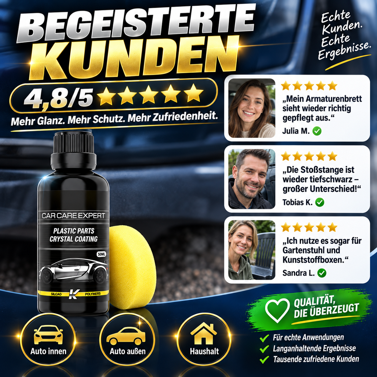 50 ml Kristallbeschichtung für Kunststoffteile mit Schwämmen💎🚗