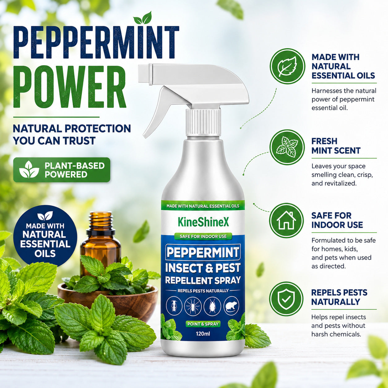 👍Hot Sale- Buy 2 Get 1 Free🗑️Natural Peppermint Oil Insect and Pest Spray🪳🦟 –Maximum Strength - Safe Scent Formula for Home & Garden