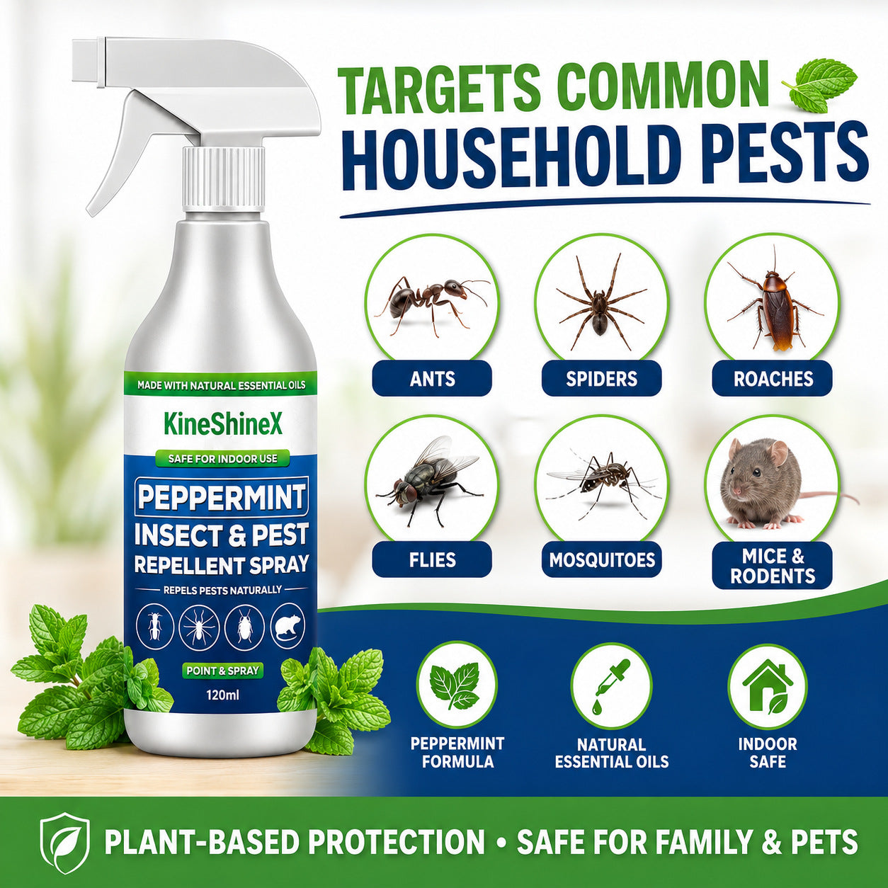 👍Hot Sale- Buy 2 Get 1 Free🗑️Natural Peppermint Oil Insect and Pest Spray🪳🦟 –Maximum Strength - Safe Scent Formula for Home & Garden