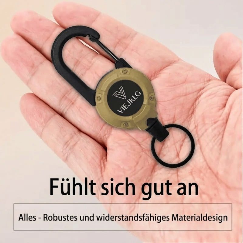 🏆Schlüsselanhänger mit ausziehbarem Karabinerhaken 🎣 – 65 cm langes Stahlband, robuster Ausweishalter, leichtes EDC-Accessoire für Schlüssel, Ausweise und den Einsatz im Freien