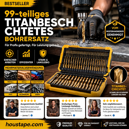 🔧 50% RABATT! ⚡ 99-teiliges Set titanbeschichteter Bohrer – Hochwertig, langlebig & vielseitig – Perfekt für Heimwerker & Profis 🛠️