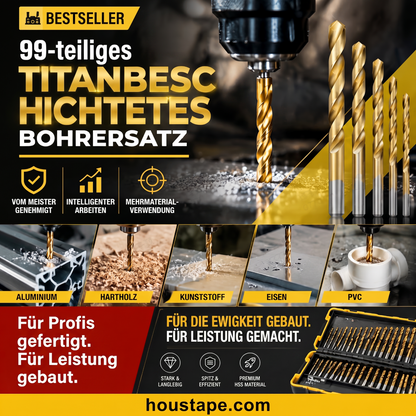 🔧 50% RABATT! ⚡ 99-teiliges Set titanbeschichteter Bohrer – Hochwertig, langlebig & vielseitig – Perfekt für Heimwerker & Profis 🛠️
