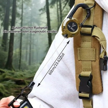 🏆Schlüsselanhänger mit ausziehbarem Karabinerhaken 🎣 – 65 cm langes Stahlband, robuster Ausweishalter, leichtes EDC-Accessoire für Schlüssel, Ausweise und den Einsatz im Freien