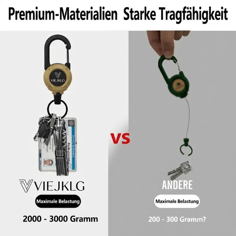 🏆Schlüsselanhänger mit ausziehbarem Karabinerhaken 🎣 – 65 cm langes Stahlband, robuster Ausweishalter, leichtes EDC-Accessoire für Schlüssel, Ausweise und den Einsatz im Freien