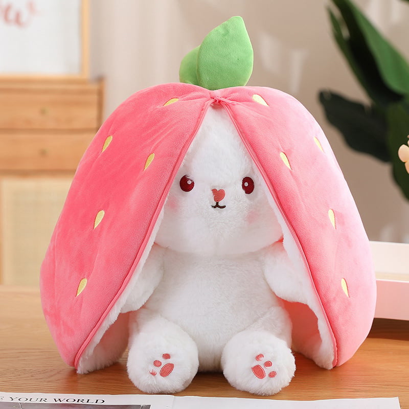 🍓 Erdbeerhäschen verwandelt sich in Häschen 🎀 Fruchtpuppe Plüschtier 🐰