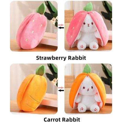 🍓 Erdbeerhäschen verwandelt sich in Häschen 🎀 Fruchtpuppe Plüschtier 🐰