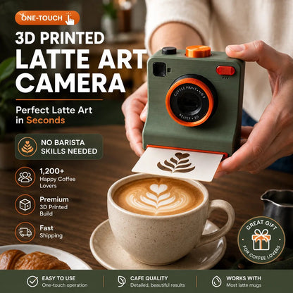☕📸 One-Touch-Latte-Art-Kamera – 3D-Kaffee-Schablonen-Drucker-Set für individuelle Getränkedesigns ✨