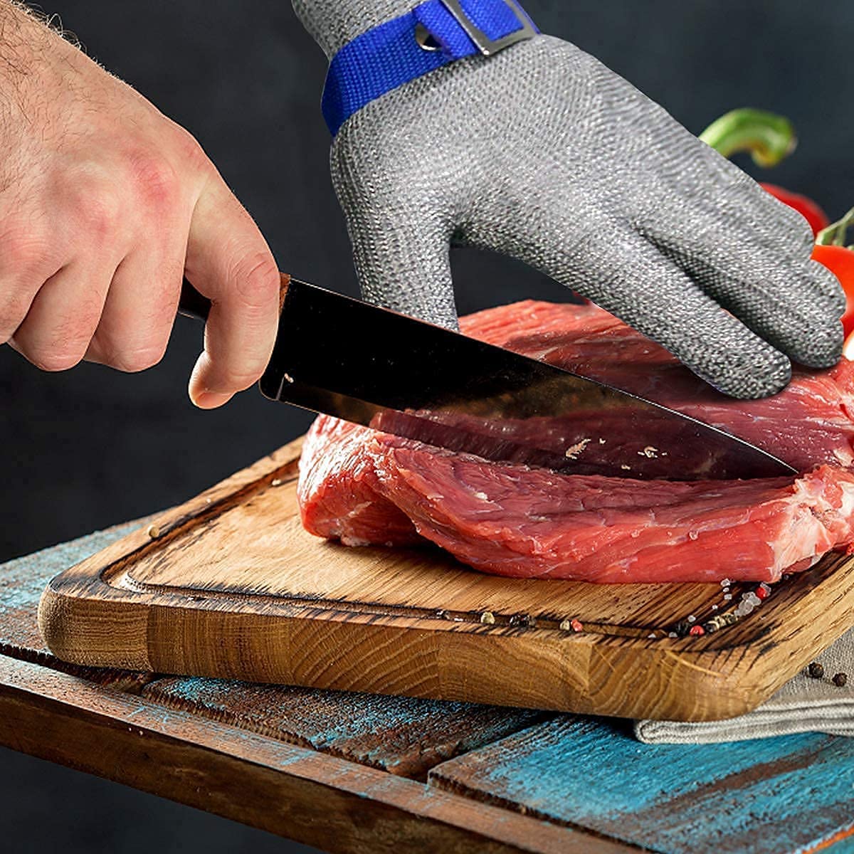 🧤 JETZT 50 % RABATT! 🥩 Handschuh aus Edelstahlgewebe – Höchste Schnittschutzklasse A9 – Perfekt für Metzger und Köche – Nie wieder Messerunfälle! 🔪🚫