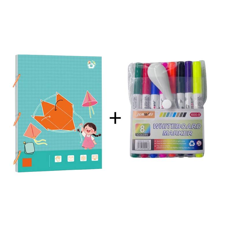 👶✨ Zieh-Faden 3D Geometrie-Lernbuch 📚🔺