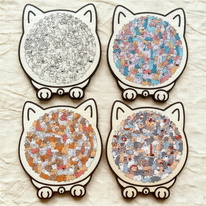 50% Rabatt🐱135-Stk. Morandi-farbiges Katzenpuzzle aus Holz🎁