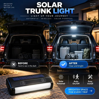 🔆 Solarbetriebene LED-Kofferraumleuchte für Autos – Automatischer Sensor, kabellos, 6 Farben, für SUVs und Pkw