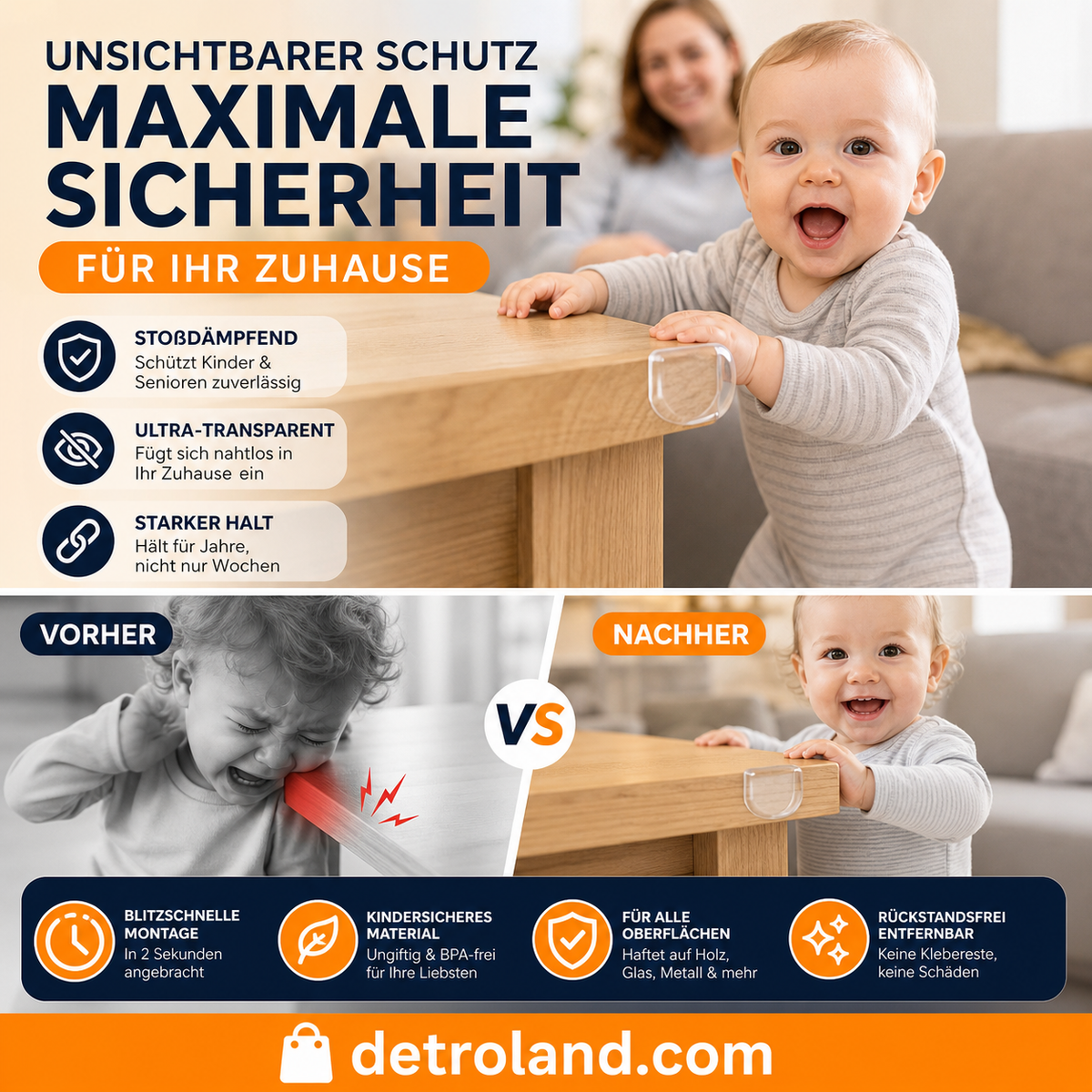 Wiederverwendbare Eckenschutzpolster für Babys🏠✨