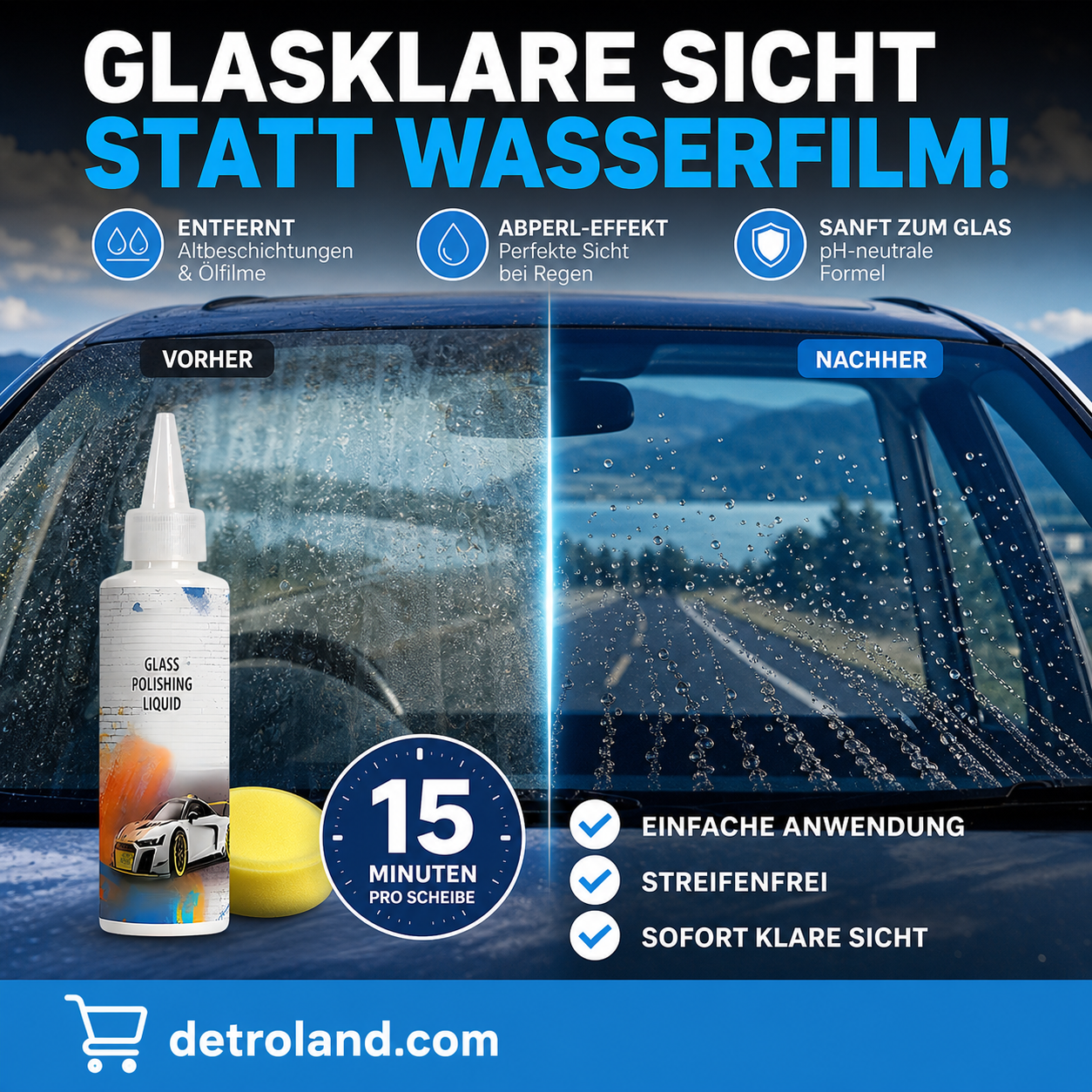 Set mit Polierflüssigkeiten für Autoglas🚗💎