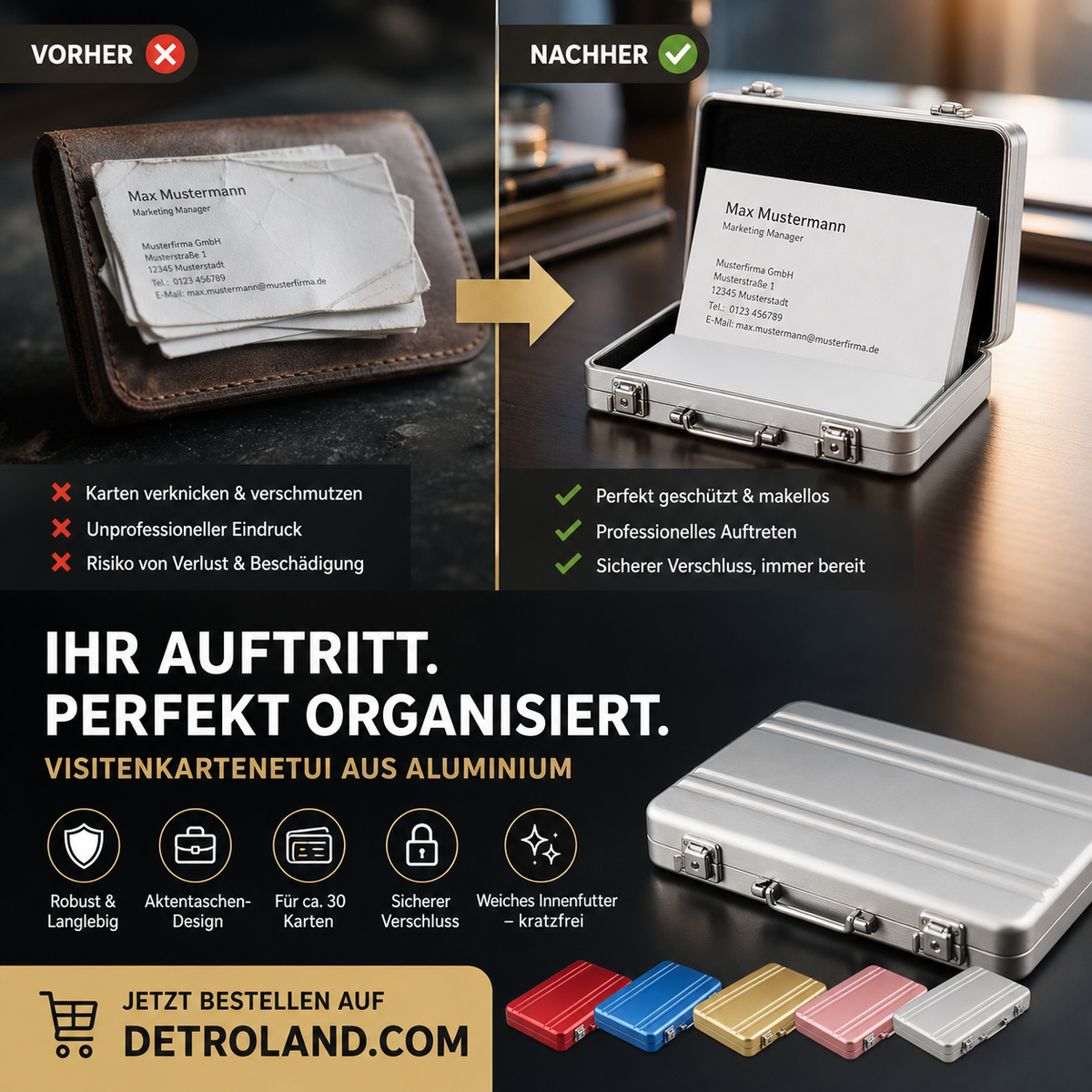 💼Mini-Aktentasche/Visitenkartenhalter aus Aluminiumlegierung mit Diebstahlschut🔐