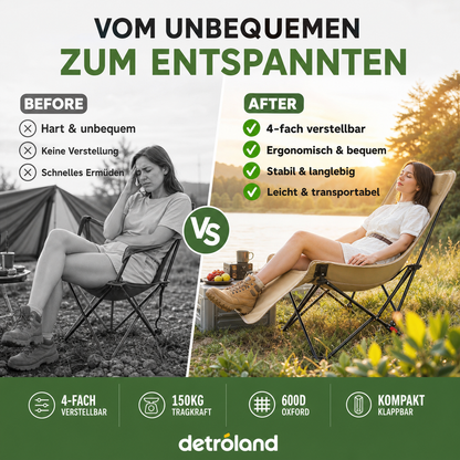 🪑 50% RABATT! 🌿 Tragbarer verstellbarer Klappstuhl für Außenbereich – Leicht, stabil & vielseitig – Ideal für Garten, Camping, Strand oder Terrasse – einfacher Transport und Aufbau 🏕️✨