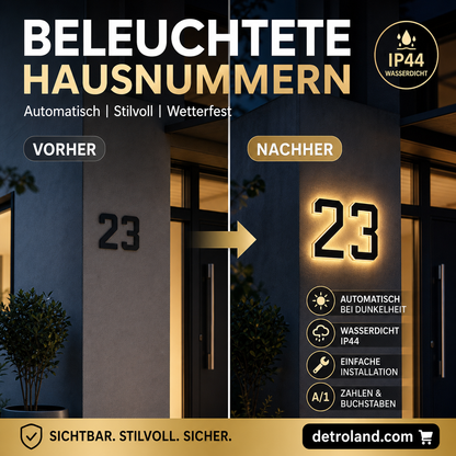 🏠 50% RABATT! ✨ Wasserdichte LED-Hausnummern für den Außenbereich – Energieeffizient, Automatisches Licht & Wetterfest 🔢