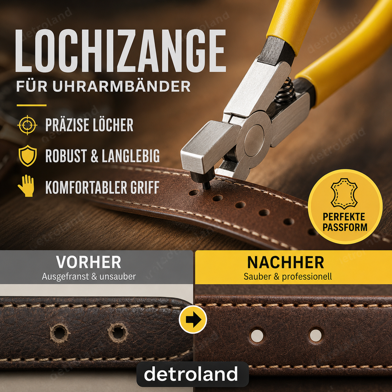 🔧 50% RABATT! 🎉 Tragbare Uhrenarmband-Lochzange – Präzise & einfach – Perfekt zum Anpassen von Leder-, Gummi- oder Kunststoffbändern – für Heimwerker & Uhrenliebhaber ⌚🛠️✨
